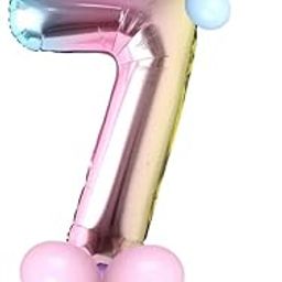 Shopperskart Multicolor 32 Inches Numbers 7 Shape Large Big Foil Helium Balloons For Party Decorations In Happy Birthday Anniversary Office Items Materials Set Pack,1 Piece-7