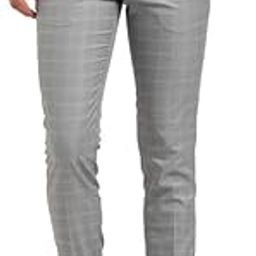 Men Poly-Viscose Grey Check Ultra Slim Fit Formal Trouser-picture-38