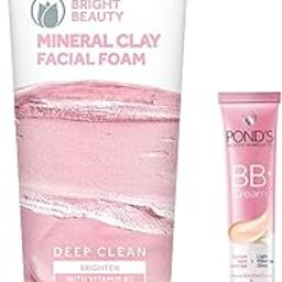 POND'S Bright Beauty Mineral Clay Vitamin B3, 4X Oil Absorbing, Brightening, For Oil Free Instant Glow, Face Wash 90 g & POND'S BB+ Cream, Instant Spot Coverage + Light make up Glow, Light, 18 g-13