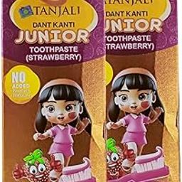 Dant Kanti Junior Toothpaste (Strawberry) 80g With FREE jiggle Wiggle Toothbrush - Pack of 2 by JV-21