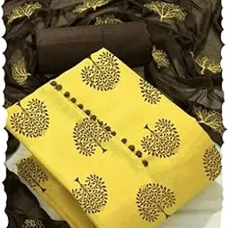 Unstitched Slub Cotton Dress Material with Print Work and Foil Work Dupatta, Cotton Dress Materials For Ladies, Cotton Drass Materials Fabrics Salwar Suit 2023-image-94