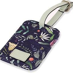 Alicia Souza | Purple Floral Luggage Tag | Canvas & Vegan Leather | Space for Identification | 11.5cm x 7.5cm | Travel Essential | Multipurpose-17
