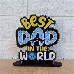 Gifts Bucket Best Dad in The World Wooden Trophy Award Gift for Father or Dad Best (Multicolor 6 x 5.5 Inches)-image-77