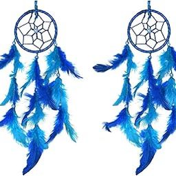 DREAM CATCHER Natural Feather Small Dream Catcher Hanging for Cars/Rooms (3 inch) - for Positive Energy and Protection (Pack of 2)-image-91