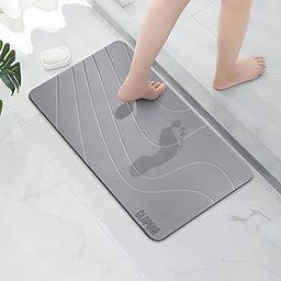 CLAPONE Stone Bath Mat – Diatomaceous Earth Shower Mat | Non-Slip, Super Absorbent, Quick-Drying Bathroom Floor | Natural & Easy to Clean | Fast Water Absorption (Regular Grey, 45 X 35 CM)-image-93
