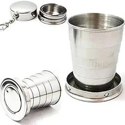 FOREWAY Small Foldable Glass Compact Portable Folding Stainless Steel Travel Water Tea Mug - 120ml Water Cup with Hanging Chain for Camping, Hiking & Outdoor Adventures (Pack of 1)-image-92