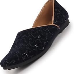Men's Embroidery Sequin Ethnic Half Cut Slip On Juttis and Mojaris for Wedding|Traditional Sherwani Shoes|Slip-On for Nehru Jackets-image-45