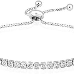 Silver Plated Cubic Zirconia Studded Adjustable Fancy Tennis Bracelet Contemporary Jewellery for Women Girls Valentines Gift for Her-image-5