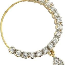 Women Nose pin/Nath Nose Ring Traditional Jewellery-Red CZ Gold Nose Pin-image-37