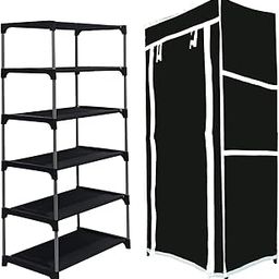 Multipurpose Portable Shoe Rack for Home Storage, Easy to Move & Assemble with Zip Door Cover & Side Pockets, Multiuse Storage Rack for Footwear, Toys, Clothes with Dustproof (5 Layer Holder, Black)-6