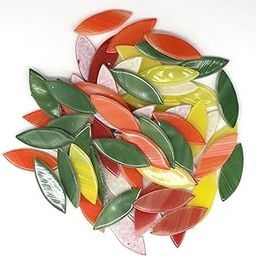 Sweven Art Mosaic Tiles,40x15mm Size Leaves, 3mm Thick, Multicolor Brushing Effect (Pack of 200Gms)-image-63