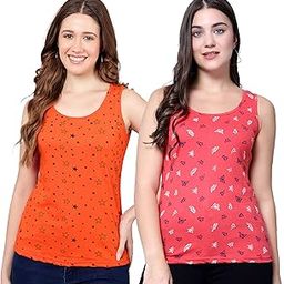 Women's Super Combed Cotton Rib Fabric Slim Fit Tank Top-Pack of 2-image-97