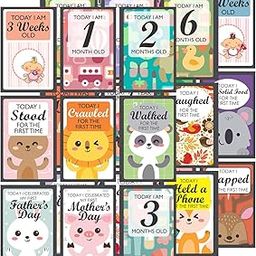 exciting Lives - Baby Milestone Cards: Gift for New Parents, Baby Showers, Newborns Babies Gift for Birthday, Baby Birth - Set of 27 (0-6 Months Cards)-image-44