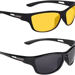 elligator NightDrive Night Vision Anti Glare Wrap Unisex Sunglasses Pack Of 2 (Yellow-Clear-a)-picture-20