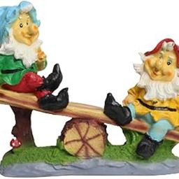 Wonderland Resin Two Gnomes on Seesaw Statue for Garden Decor-picture-13