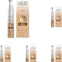 Lacto Calamine Under Eye Cream For Dark Circles for Women & Men | Fine Lines & Puffy Eyes With Cooling Massage Roller | 15g | With Coffee Oil, Multi-Peptides, Niacinamide, & Vitamin E (Pack of 5)-0