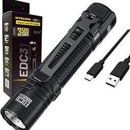 Nitecore EDC31 EDC31 Compact EDC Flashlight -3,500 Lumens, 380m Beam, Rechargeable, IP68 Waterproof, 4 Brightness Modes w/ECO-Sensa USB-C Charging Cable-27