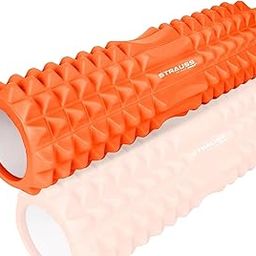 Strauss Grid Foam Roller | Eco-Friendly Spikes Foam Roller | Premium Eva Foam | Light Weight & Travel-Friendly Foam Roller for Relieve Muscle Tightness, Soreness & Inflammation,45 CM (Orange)-9