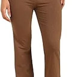 zelena Maternity Fit & Flare Pants for Women with Pockets | 90% Cotton 10% Elastane Pregnancy & Postpartum Pants for Office Wear-picture-0
