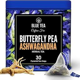 BLUE TEA - Butterfly Pea Flower Ashwagandha Tea - 30 Tea Bag - Plant Based | AYURVEDIC BLEND | Aparajita - Shankhpushpi | Caffeine Free - Detox Tea - Flower Based - Herbal Tea - Non-GMO | Featured In Shark Tank | Premium Tin Pack-image-68