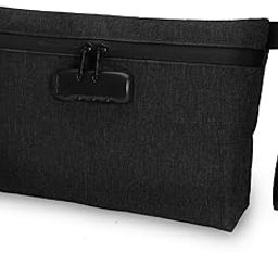 LOFICOPER Money Bag with Lock, Cash Bag with Lock, Waterproof Document Bag with Zipper, Locking Accessories Pouch, for Cash, Phone, Credit Cards, Black-image-23