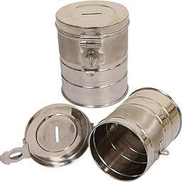 Kuber Industries 2 Piece Stainless Steel Coin Bank Set, Silver (CTKTC1936)-image-36