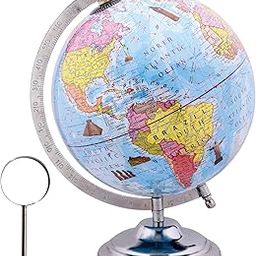 GLOBE DADDY World Globe for Kids Learning 8 Inch with Metal Stand/Magnifying Glass for for Office Table, for Students, Gift for 10 Years Boy,Globe for Home Decor-0