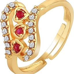 Beautiful Solitaire Crystal and Ruby Stone Adjustable Finger Ring for Girls and Women (FR1103151GRed)-picture-37