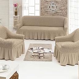 Akaas Frill Design 3+1+1 Seater Elastic Stretchable Turkish Bubble Sofa Slipcover, Durable Washable Universal High Elastic Furniture Protector (Bubble Sofa)-image-63