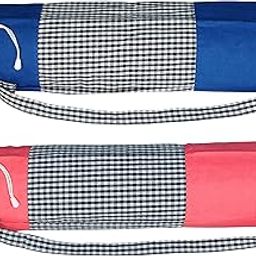 alemah Cotton Yoga Mat Cover Bag/Cover with Shoulder Strap and Draw String Closer Type, Blue & Pink, Pack of 2.-image-5