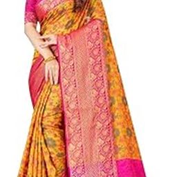 Women's kanjivaram banarasi silk saree for festival Wedding silk with rich pallu Design sarees for women with Unstitched blouse piece-picture-21