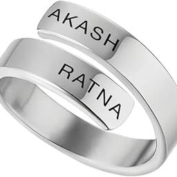 Personalized Double Name Ring, Custom Engraved Stainless Steel, Adjustable in Silver, Black, and Gold Finish-image-75