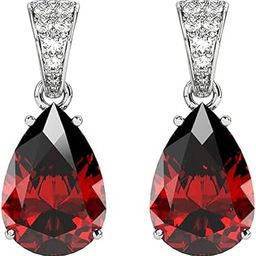 925 Sterling Silver Blood Red Tear Drop Pendant Earring Chain Jewellery Set | Rhodium Plated, Swiss Zirconia | Gift for Women & Girls-18