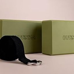 Gurkha Pro Yoga Block and Yoga Strap Combo, 4"x6"x9", Forest Green, Set of 2-image-50