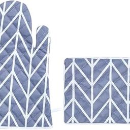 AAZEEM Oven 1 Mitt and 1 Pot Holder with Recycled Infill Silicone Non-Slip Cooking Gloves for Cooking Baking Grilling (2-Piece Set,Grey)-image-91