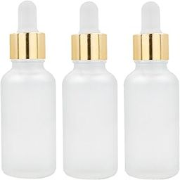 30ML Clear Frosted Round Empty Glass Bottle | Glass Dropper | Gold Sleeve | Silcon White Teat | Refillable | Leak Proof For Essential Oils | DIY Perfumes| DIY serums (12)-18
