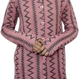 Women's Winter Zigzag Printed Coat, Pink, Button Front-image-20