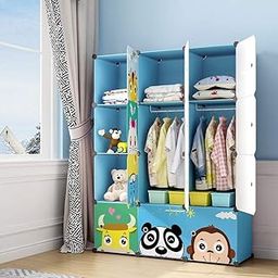 BRIGATTES Plastic Children Wardrobe Kid Dresser Cute Baby Portable Closet Bedroom Armoire Clothes Hanging Storage Rack Cube Almirah for Kids Living Room Bedroom, 58 inch, 12 cm, 6 cm-20