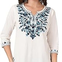 Women's Pure Cotton Embroidered Short Kurtis-image-2