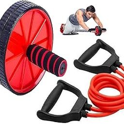 BANTKART Ab Wheel Roller With Knee Mat 2 IN 1 Combo | Double Resistance Band with D Handles | Toning Tube | Abs Exercise Workout for Home Gym Accessories For Men & Women (MULTICOLOUR)-picture-18