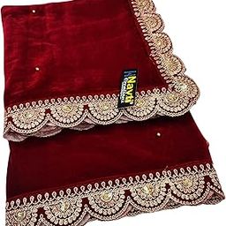 Women's Stole Dupatta/Shawl In Velvet With CutWork Design Embroidery Border (length -2.25m, Width-75cm) Border Width-5cm-image-18