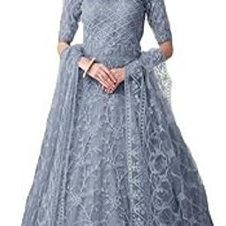 Women's Net Embroidered GreySemi Stitch Gown(PL-Chain_Semi Stitch)-picture-56