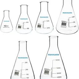 MANIKARN Borosilicate glass Conical flask 10ml 25ml 50ml 100ml 250ml 500ml (Set of 6 Piece)-12