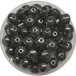 Jaipri 8mm, 60 Pcs Black Round Gun-Metal Magnets Beads, Spacers, Connectors, Components for Jewellery Making Embroidery and Craft Work-16