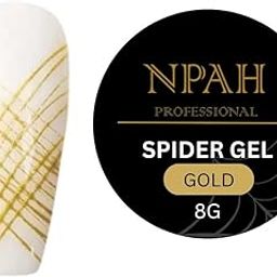NPAH GOLDEN color Spider-Gel | Painting Elastic Drawing SpiderGel for Nail Art | Soak off UV LED Nail-Gel | Drawing NailGel for Line, DIY Nail Art Manicure with Brushes (SPIDERGEL-GOLD)-image-21