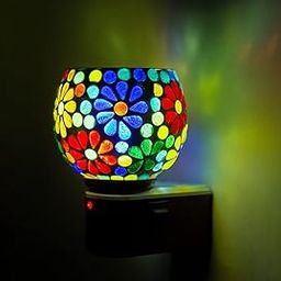 Mahganya Electric Kapoordani with Night Lamp Incense Burner, Electric Kapoor Burner, Electric Dhoop Dani (Style 2), Kapoordani0035(Glass, Round,Multi)-11