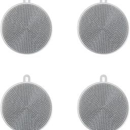 4PCS Silicone Dish Scrubber, Multipurpose Round Silicone Sponges Reusable Dish Brush Dish Brush for Kitchen Dish Dishes Fruits Vegetables(Gray)-image-57