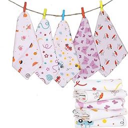 Firstblow Muslin 6 Layer 100% Organic Bamboo Cotton Face Towels for Newborn Baby Extra Soft Hankies Reusable Napkins for Infants Toddlers/Kids | (Pack of 5)-10
