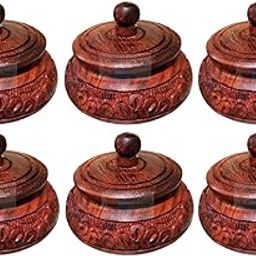 MANSHAMART® Set of 6 Wooden Sindoor Dibiya, Kumkum Box, Sheesham Dibbi - Makeup Accessories-image-67