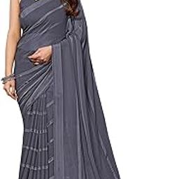 SAREE Women's Satin Stripe Zari Work Saree with Unstitched Blouse piece-image-34